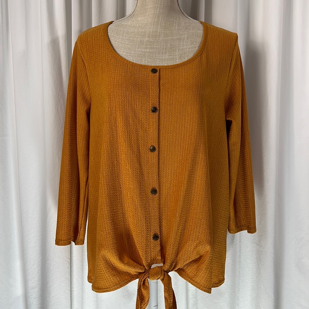 Set the Stage L Mustard Yellow Blouse